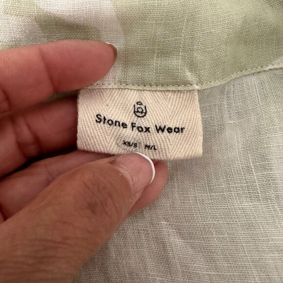 Stone Fox Wear Oversized Shirt Linen Aloe Lines Print Airy Lightweight XS/S - Picture 11 of 14